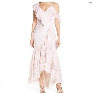 Wayf Light Pink Floral High Low Dress